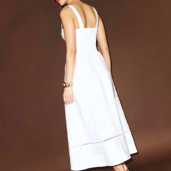 Reformation Everett Linen Dress In White, brand new, without tags, no flaws. - Picture 4 of 9